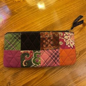Vera Bradley Patchwork Pencil Case Makeup Brush Zip Bag